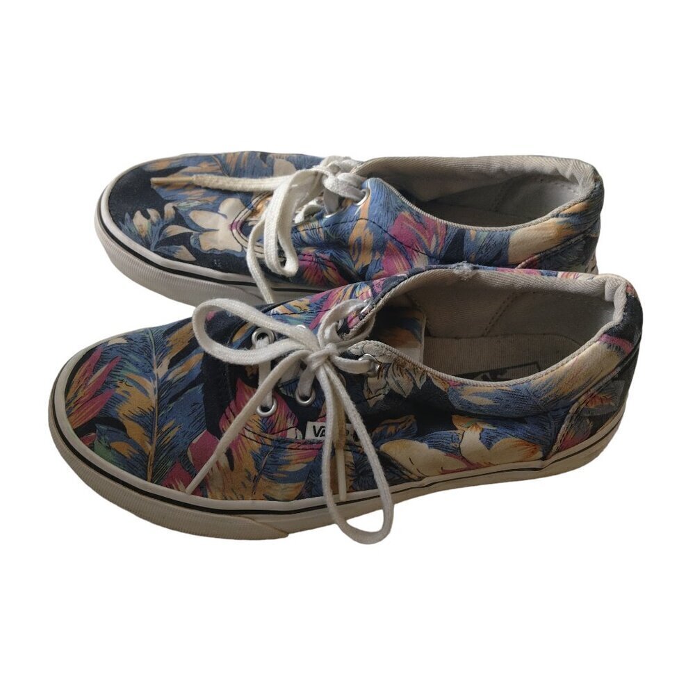 Vans Women's Size 6 Low Top Lace Up Shoes Floral Flowers Sneakers Tropical - Picture 3 of 7